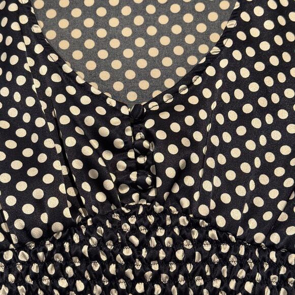 BCBGMaxazria Top Y2K Cottagecore Dark Academia Coquette Polka Dot Black Medium - Picture 5 of 7